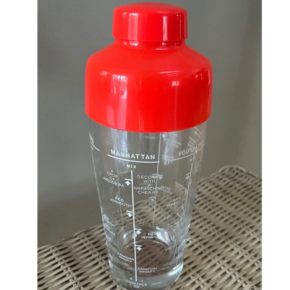 Vtg 1960s Mid-Century Italian Glass Recipe Cocktail Shaker Barware Per Alimenti